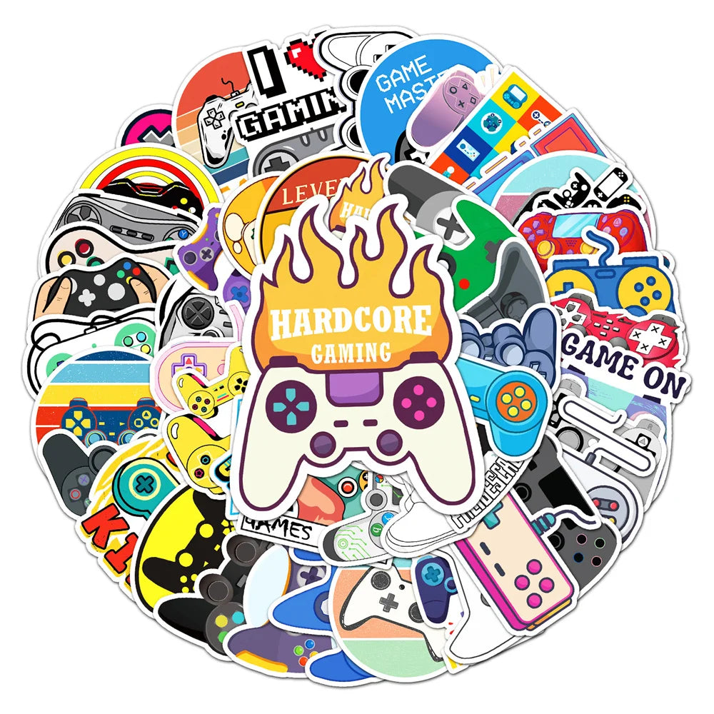 /50PCS Cartoon Gamepad Graffiti Children Stickers Luggage Mobile Phone Case Laptop Waterproof PVC Stickers