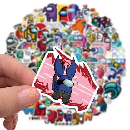 50PCS Games Hot Money Among Us Graffiti Waterproof Sticker Suitcase Notebook Mobile Phone Refrigerator Water Cup