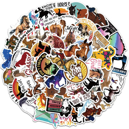 50PCS Horse Racing Sports Stickers New Luggage Laptop Skateboard Insulation Cup Waterproof Stickers