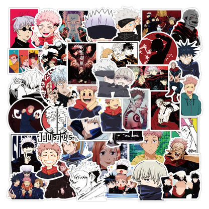 50PCS cartoon Japanese animation Jujutsu Kaisen series graffiti stickers, personalized PVC waterproof decorative stickers, suitable for water cups, laptops, phone cases, luggage decoration stickers and toys