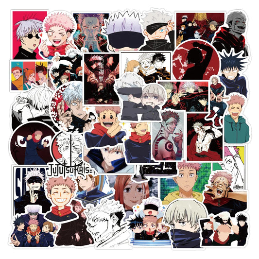 50PCS cartoon Japanese animation Jujutsu Kaisen series graffiti stickers, personalized PVC waterproof decorative stickers, suitable for water cups, laptops, phone cases, luggage decoration stickers and toys