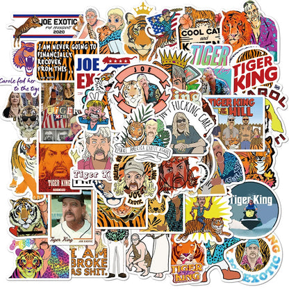 50PCS American Documentary Tiger Feeding Personalized Creative Decoration Graffiti Waterproof Sticker Skateboard
