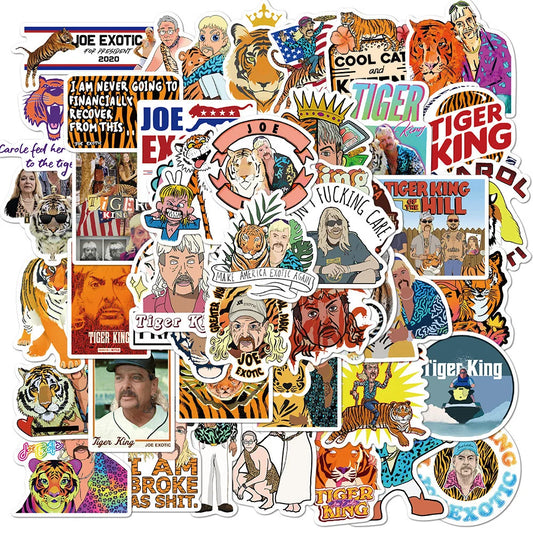 50PCS American Documentary Tiger Feeding Personalized Creative Decoration Graffiti Waterproof Sticker Skateboard