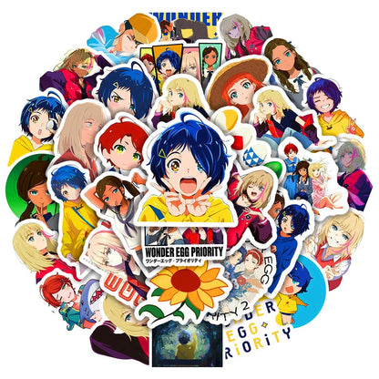 50PCS Cartoon Anime WONDER EGG PRIORITY Sticker DIY Skateboard Graffiti Waterproof Laptop Toy Sticker