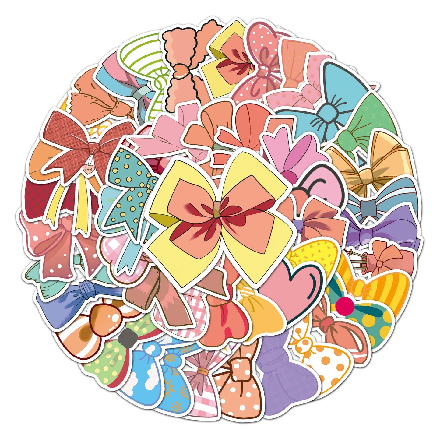 50PCS Bow Tie Cartoon Little Fresh Girl Heart Graffiti Waterproof Sticker Suitcase Notebook Refrigerator WaterCup