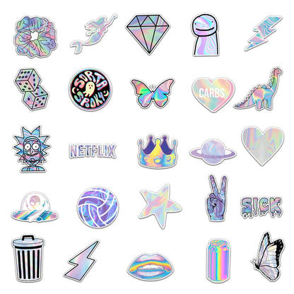 50PCS Laser Creative Trend Sticker Scooter Laptop Car Motorcycle Decorative Waterproof Sticker