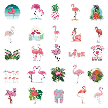 100PCS Art Illustration Popular Creative Cute Cartoon Animal Flamingo Decorative Style Graffiti Stickers Personality Fashion Creative DIY Exquisite Decorative Decals For Cups, Helmets, Skateboards Popular Stickers Toys