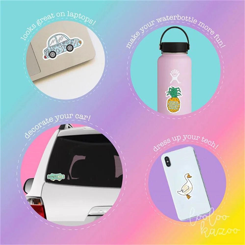 50PCS Cartoon Fruit Letter Series Skateboard Graffiti Diary Phone Case Decoration Waterproof Sticker Toy