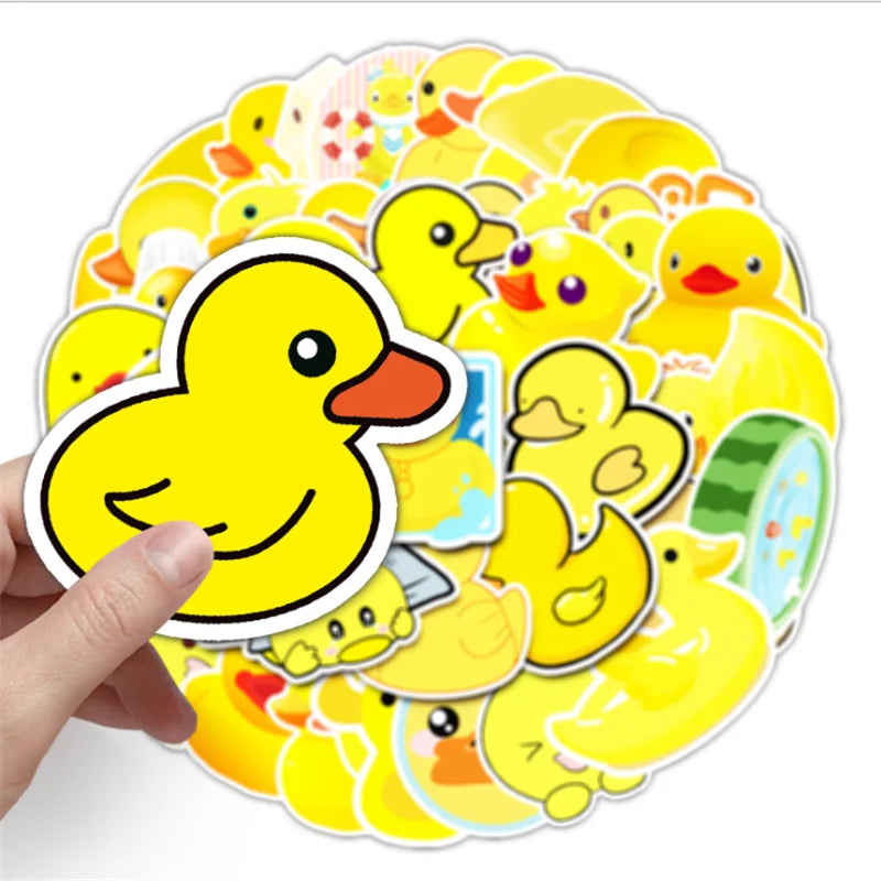 50 pieces of cute cartoon yellow duck decorative style graffiti stickers, personalized, fashionable and creative DIY exquisite decorative sticker cups, helmets, skateboard popular sticker toys
