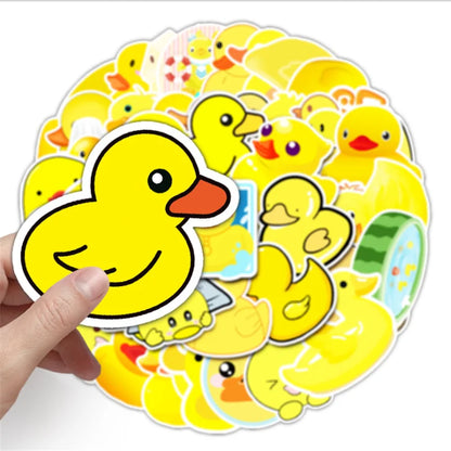 50 pieces of cute cartoon yellow duck decorative style graffiti stickers, personalized, fashionable and creative DIY exquisite decorative sticker cups, helmets, skateboard popular sticker toys