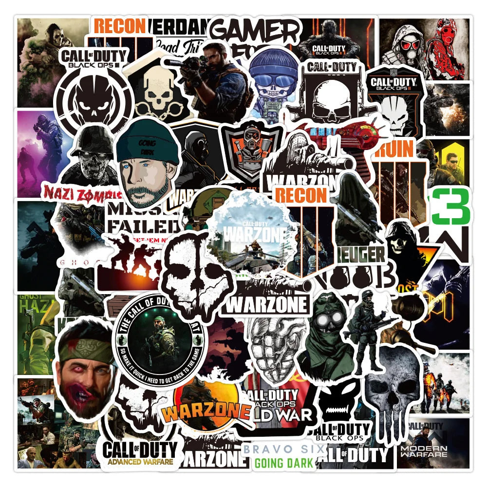 50PCS Game Mission War Fire Assault Graffiti Laptop Guitar Motorcycle Luggage Skateboard Bike Waterproof Sticker