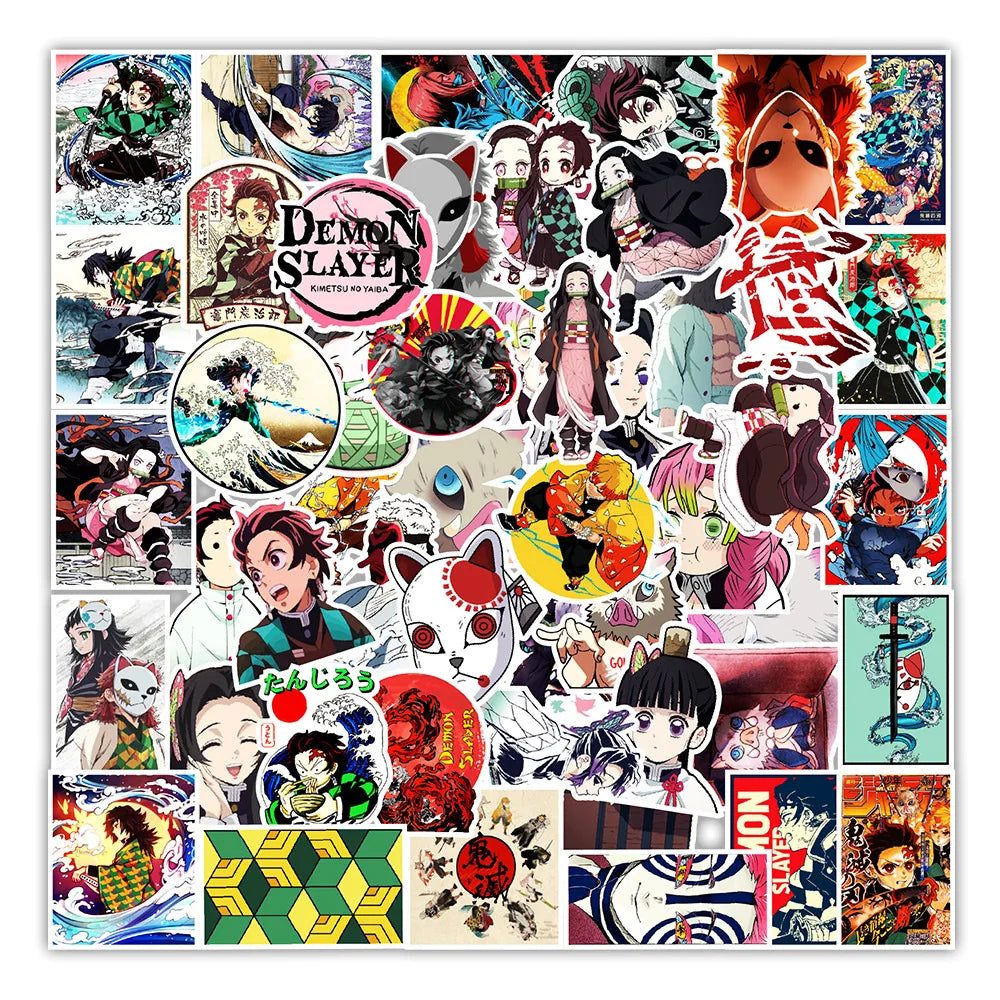 50PCS Anime New Ghost Slayer Graffiti Sticker Notebook Car Trunk Mobile Phone Decoration Waterproof Sticker