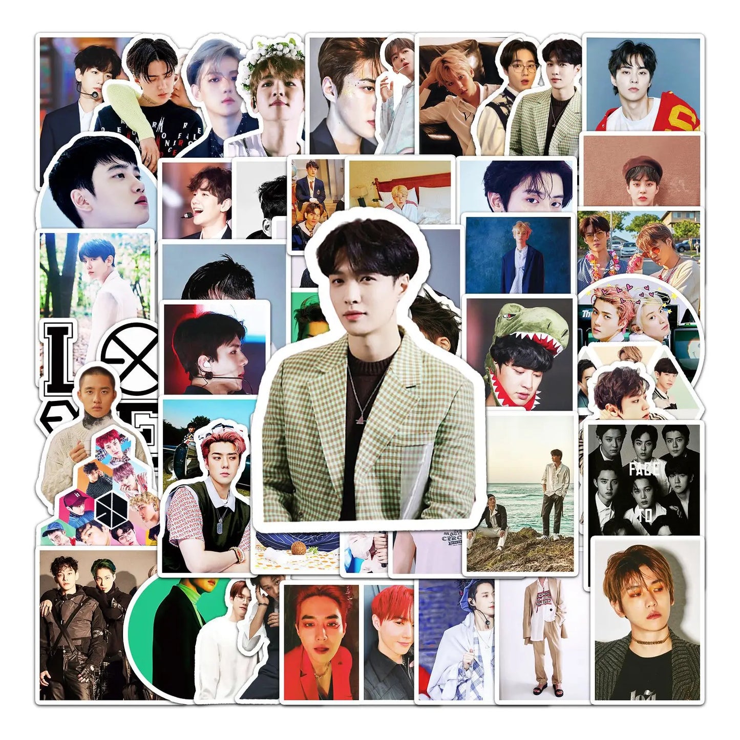 50pcs Korean Exo Men's Group Graffiti Sticker DIY Suitcase Laptop Scooter Guitar Star Sticker Waterproof