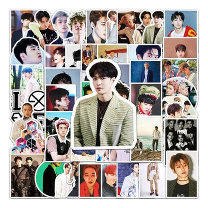 50pcs Korean Exo Men's Group Graffiti Sticker DIY Suitcase Laptop Scooter Guitar Star Sticker Waterproof
