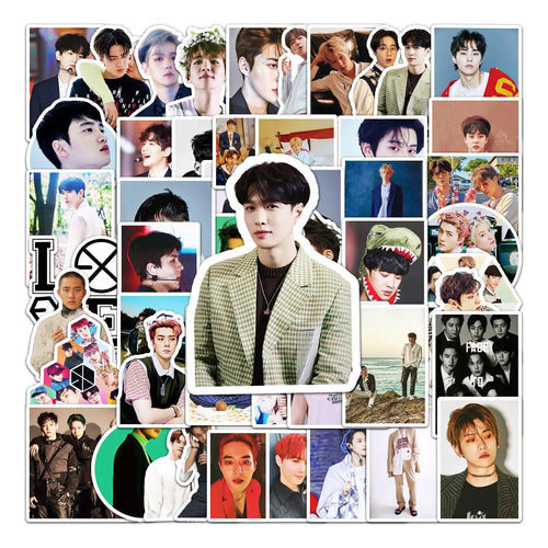 50pcs Korean Exo Men's Group Graffiti Sticker DIY Suitcase Laptop Scooter Guitar Star Sticker Waterproof