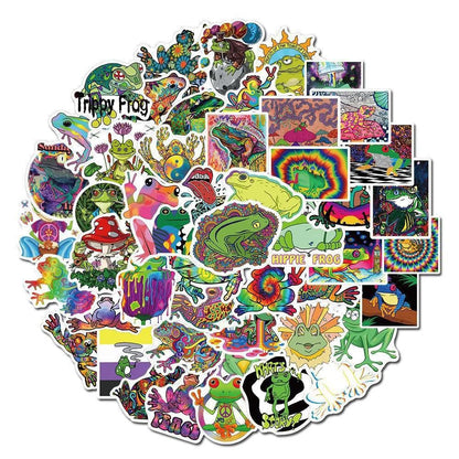 50PCS Psychedelic Aesthetics Cartoon Frog Stickers Toy Luggage Mobile Phone Decoration Graffiti Stickers