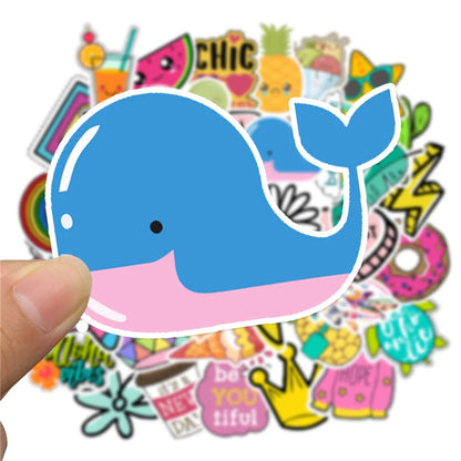 50PCS cartoon cute animal series diary doodle stickers, personalized DIY phone cases, laptop cases, suitcase decoration waterproof stickers toys