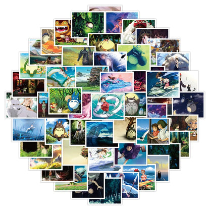 50PCS Japanese Anime Hayao Miyazaki Animation Graffiti Stickers Creative Trend Stickers Refrigerator Computer Guitar Popular Decorative Decals