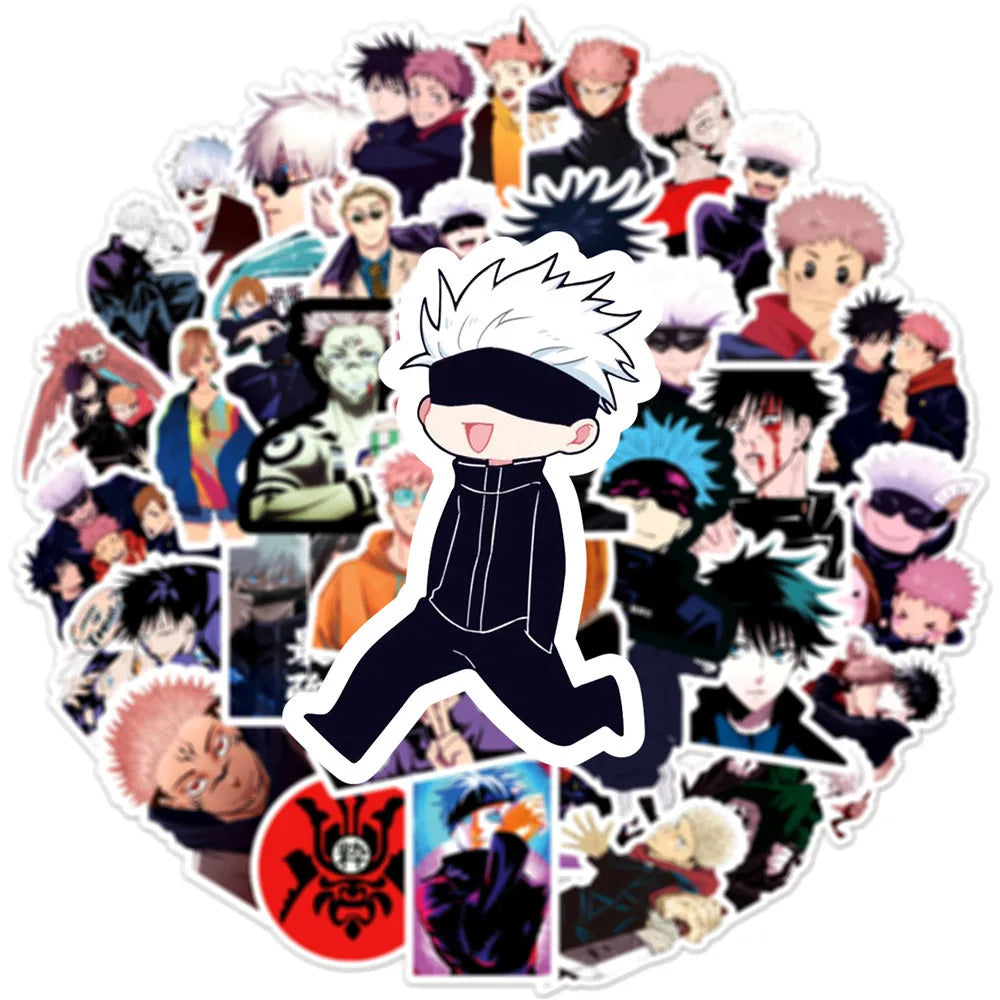 50PCS cartoon Japanese anime Jujutsu Kaisen graffiti stickers, personalized DIY motorcycle luggage, laptop, mobile phone waterproof decorative sticker toys
