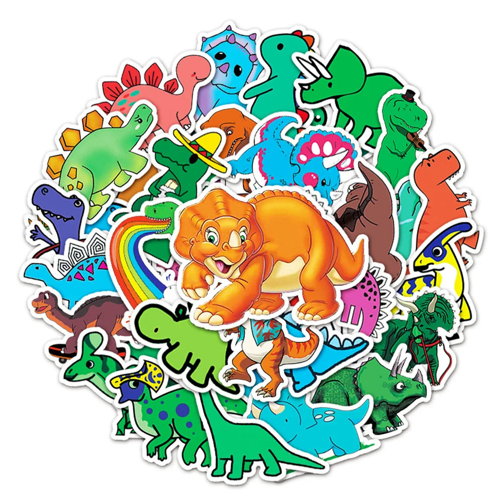 50 pieces of cute cartoon dinosaur decorative style graffiti stickers, personalized, fashionable and creative DIY exquisite decorative decal cups, helmets, skateboard popular sticker toys
