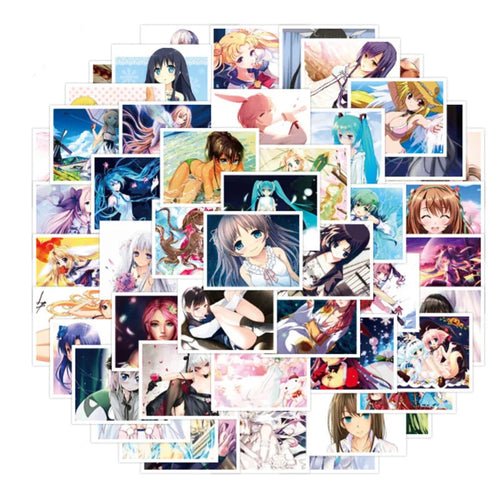 50PCS Cartoon Beautiful Girl Anime Graffiti Stickers Scooter Luggage Waterproof Guitar Decoration Toys