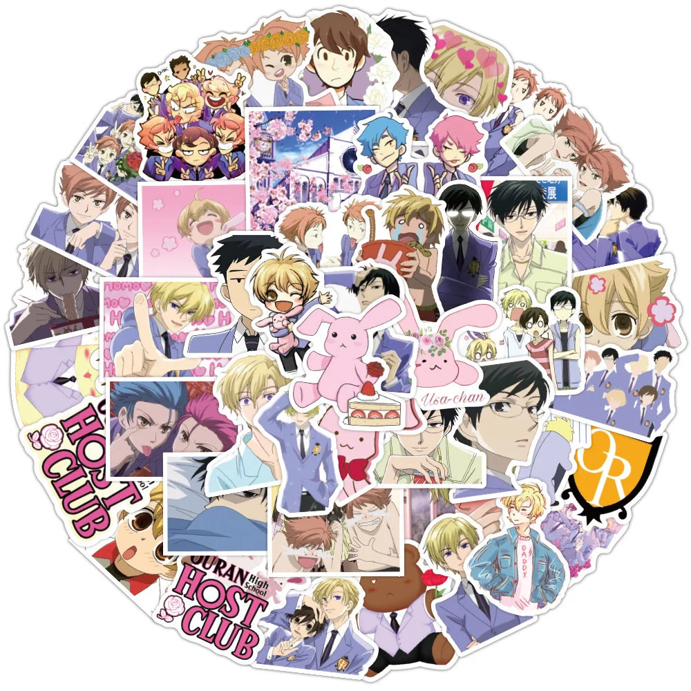 50PCS Anime Ouran College Graffiti Water Cup Luggage Skateboard Laptop Personalized Graffiti Waterproof Sticker