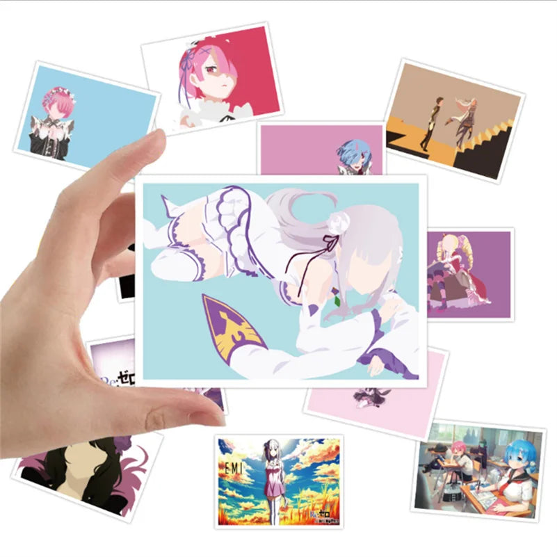 50PCS Art Illustration Popular Creative Cartoon Japanese Anime From Scratch in A Different World Life Cute Reimu Series