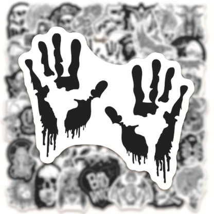 50PCS Black and White Punk Style Gothic Graffiti Sticker Horror Pvc Waterproof Car Notebook Trolley Case Sticker