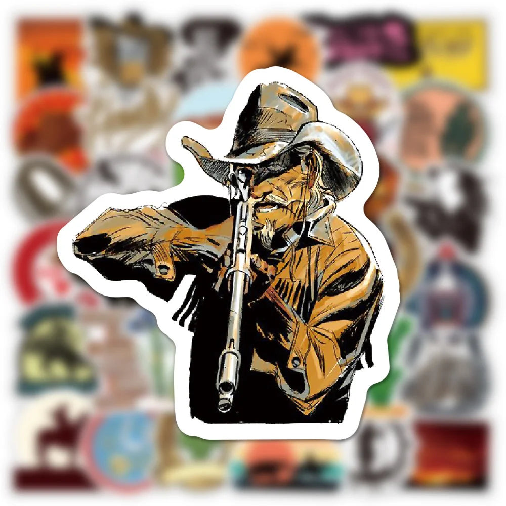 50PCS Western Cowboy Graffiti Waterproof Sticker Suitcase Notebook Refrigerator Skateboard Stationery Box Helmet