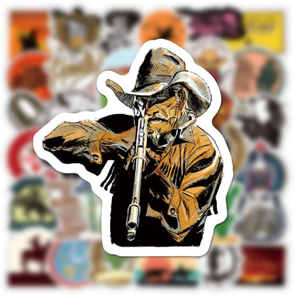 50PCS Western Cowboy Graffiti Waterproof Sticker Suitcase Notebook Refrigerator Skateboard Stationery Box Helmet