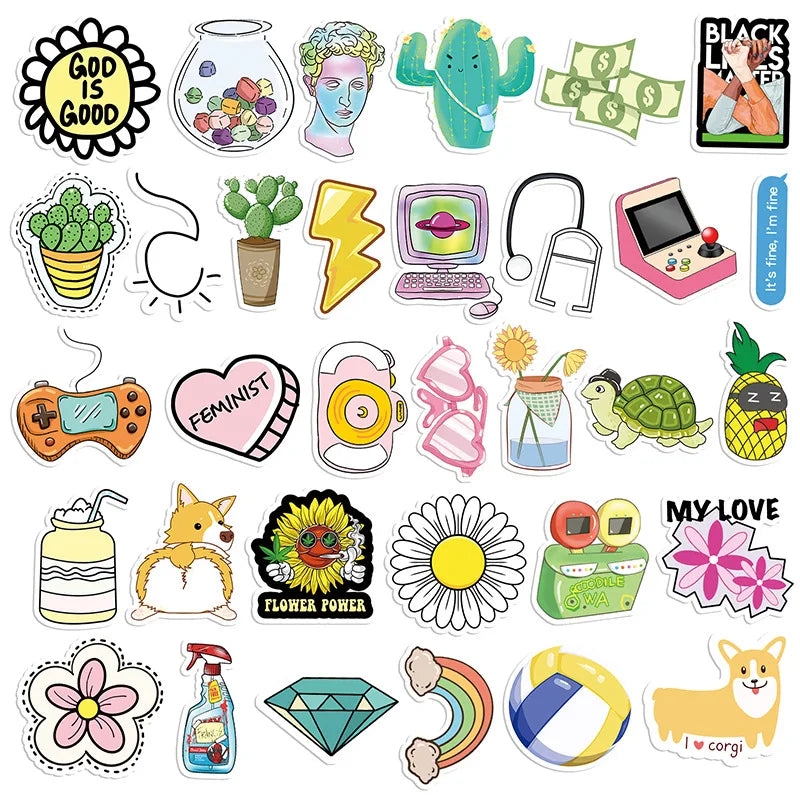 50PCS non-repetitive VSCO style graffiti stickers, personalized luggage, car thermos flasks, phone cases, laptop decorative stickers, toys