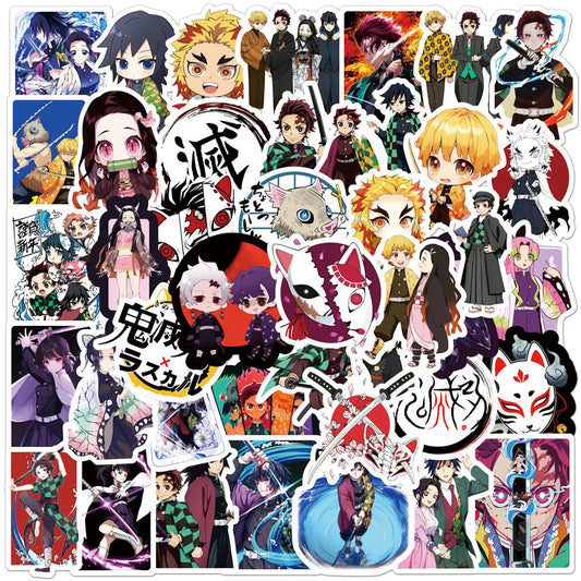 50PCS Anime Ghost Slayer Graffiti Helmet Sticker Notebook Guitar Skateboard Mobile Toy Cartoon PVC Sticker