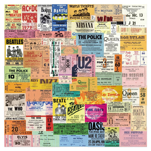 50PCS Band Retro Ticket Graffiti Sticker Personalized Decoration Luggage Water Cup Guitar Waterproof Sticker