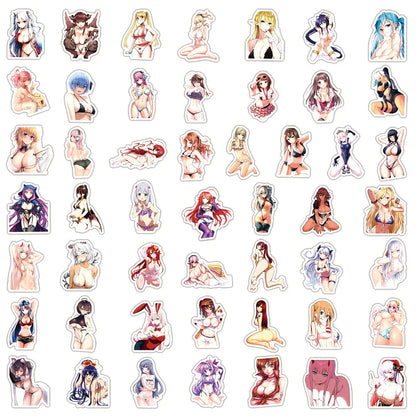 50PCS Anime Two-dimensional Sexy Girl Sticker DIY Laptop Skateboard Mobile Phone Decoration Gift Toy Sticker