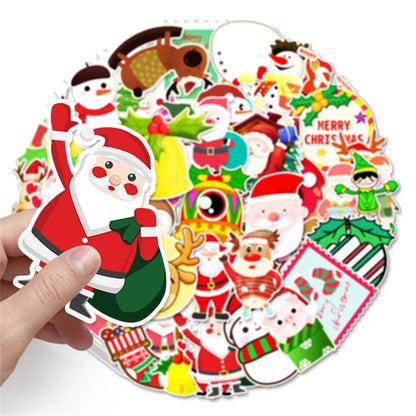 50PCS Christmas Holiday Cartoon Decoration Graffiti Waterproof Sticker Suitcase Notebook Refrigerator Skateboard