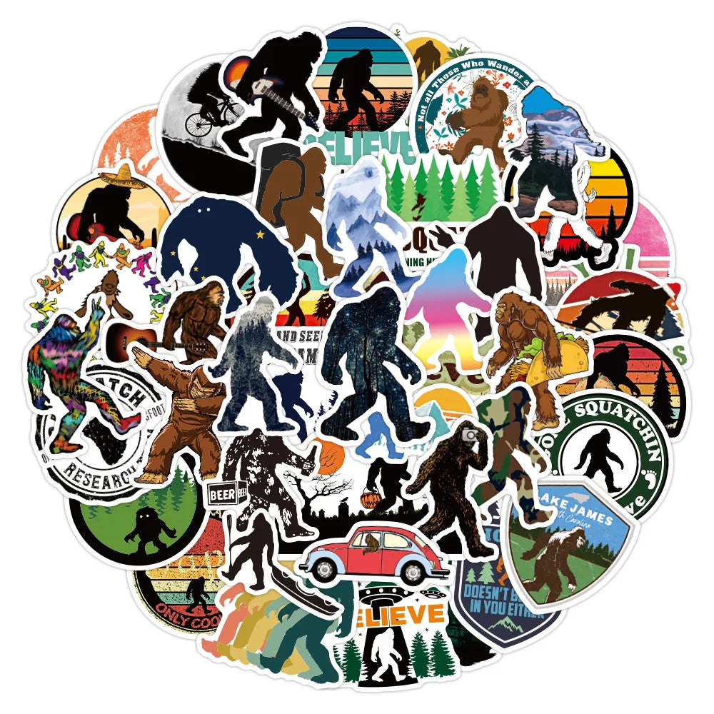 50pcs New Bigfoot Savage Graffiti Sticker Waterproof Luggage Compartment Notebook Scooter Water Cup Sticker Custom