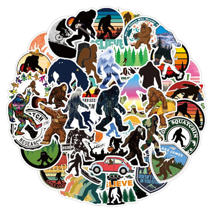 50pcs New Bigfoot Savage Graffiti Sticker Waterproof Luggage Compartment Notebook Scooter Water Cup Sticker Custom