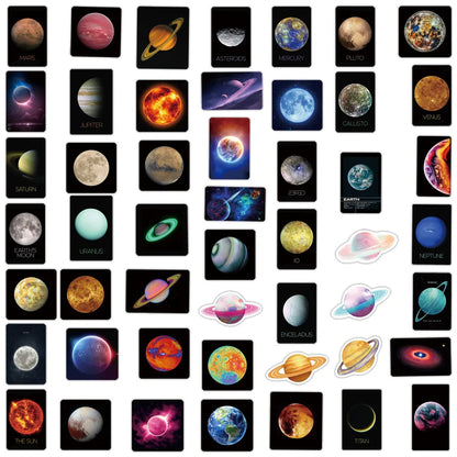 50PCS New Universe Stars Cartoon Personalized Decoration Graffiti Waterproof Sticker Notebook Refrigerator Helmet