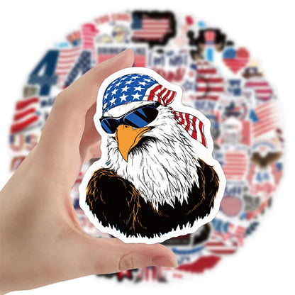 50PCS American Independence Day Graffiti Sticker Waterproof Luggage Laptop Scooter Water Cup Sticker