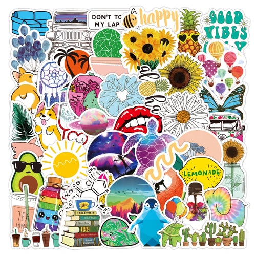 50PCS Art Illustration Popular Creative Cartoon Variety Of Fresh Decorative Style Graffiti Stickers Personality Fashion Creative DIY Exquisite Decorative Decals For Cups, Helmets, Skateboards Popular Stickers Toys