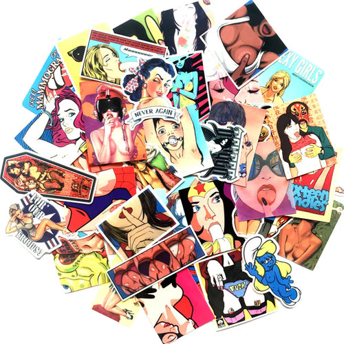 50PCS/ Cartoon Tease Sexy Anime Beauty Stickers Laptop Skateboard Guitar Waterproof Decorative Stickers