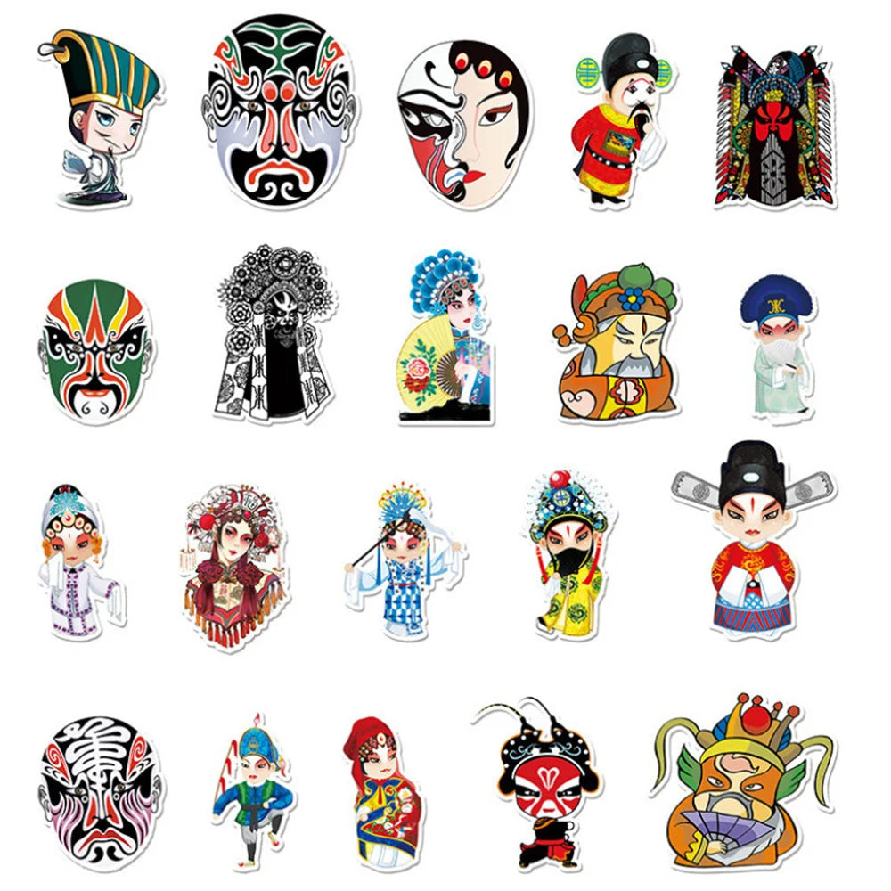 50PCS Cartoon Theatre Opera face painting character decorative style graffiti stickers, personalized, fashionable and creative DIY exquisite decorative decal cups, helmets, skateboard popular sticker toys