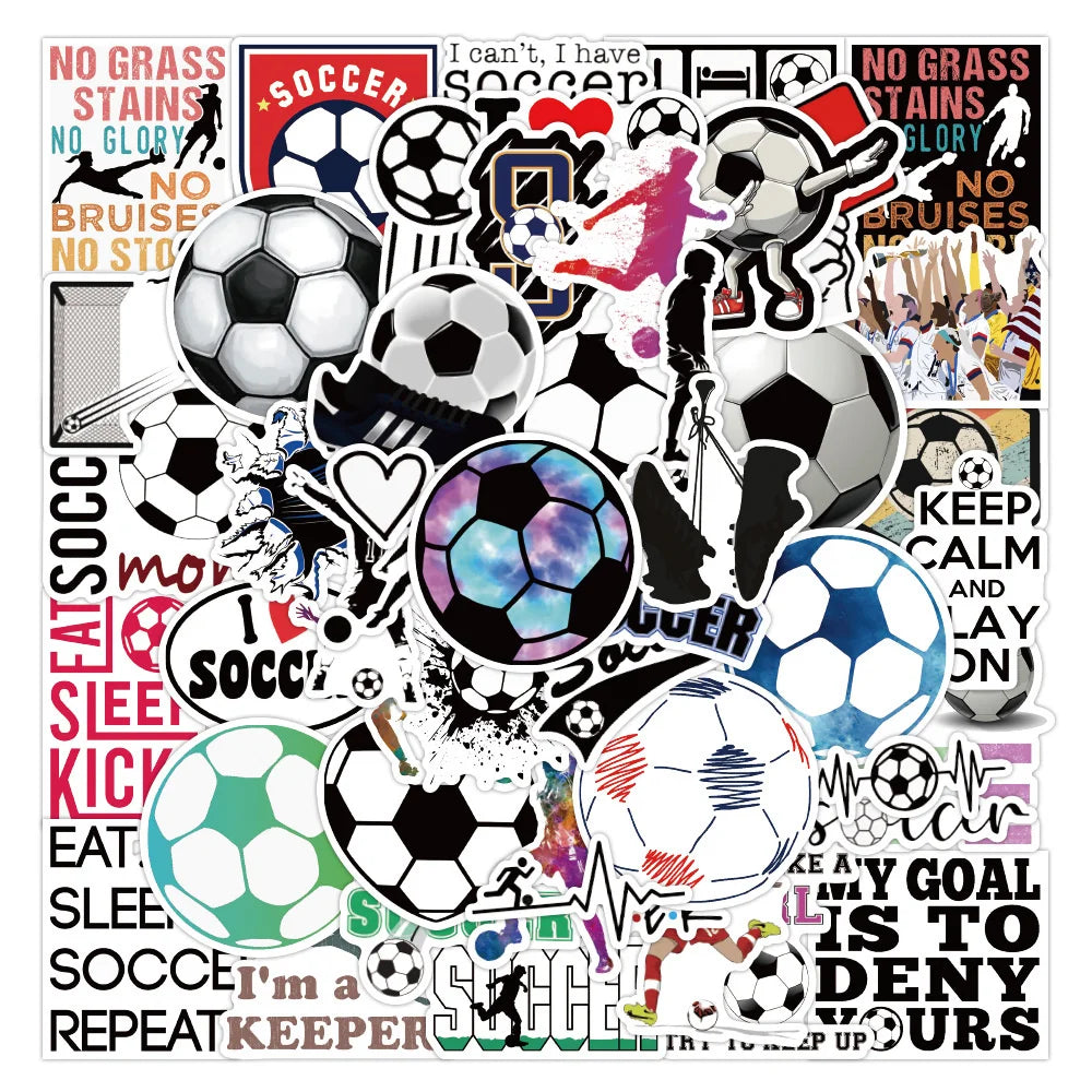 50PCS New Football Cartoon Personalized Graffiti Waterproof Sticker Notebook Refrigerator Stationery Box WaterCup