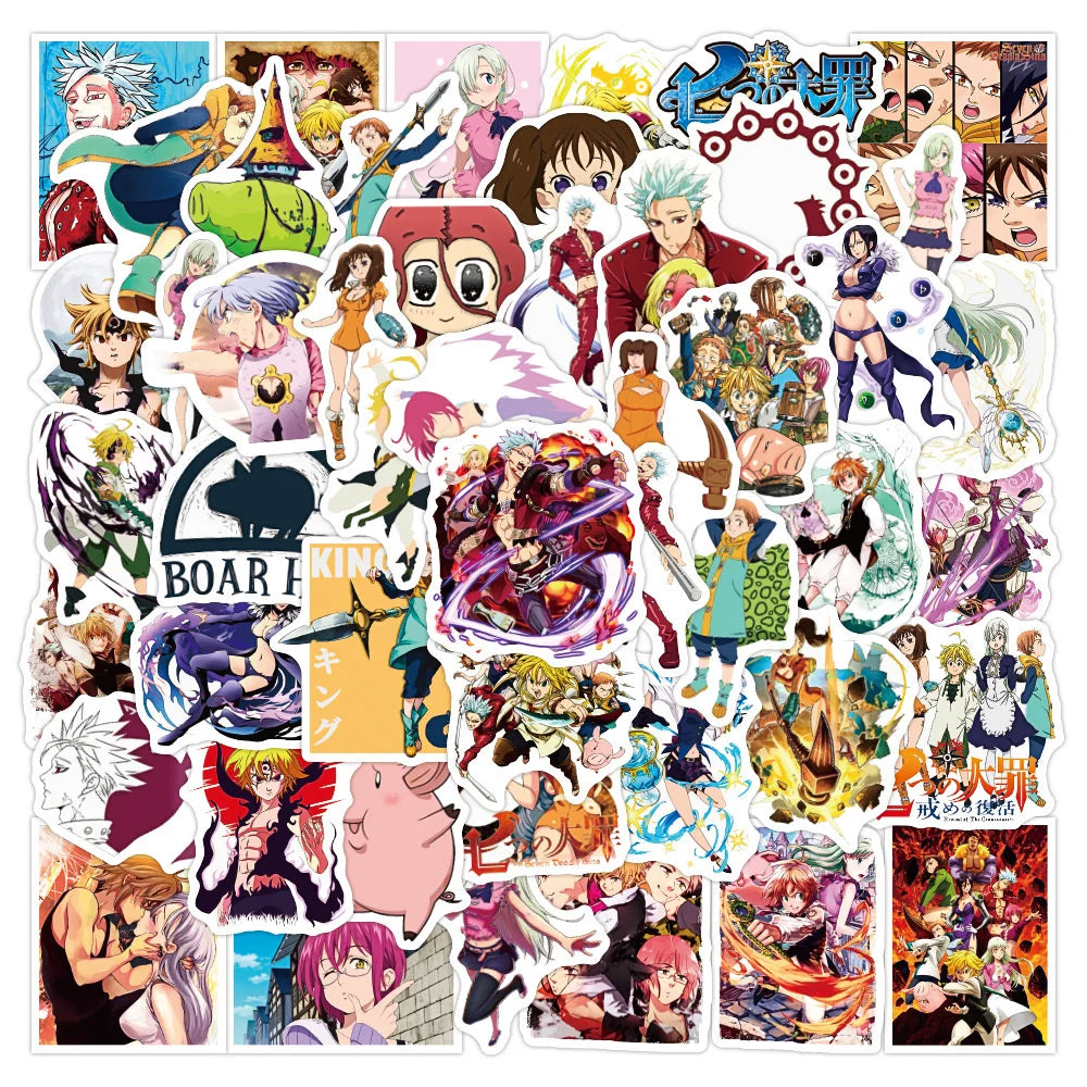 50PCS Animated Seven Deadly Sins Graffiti Laptop Guitar Motorcycle Luggage Skateboard Bike Waterproof Sticker