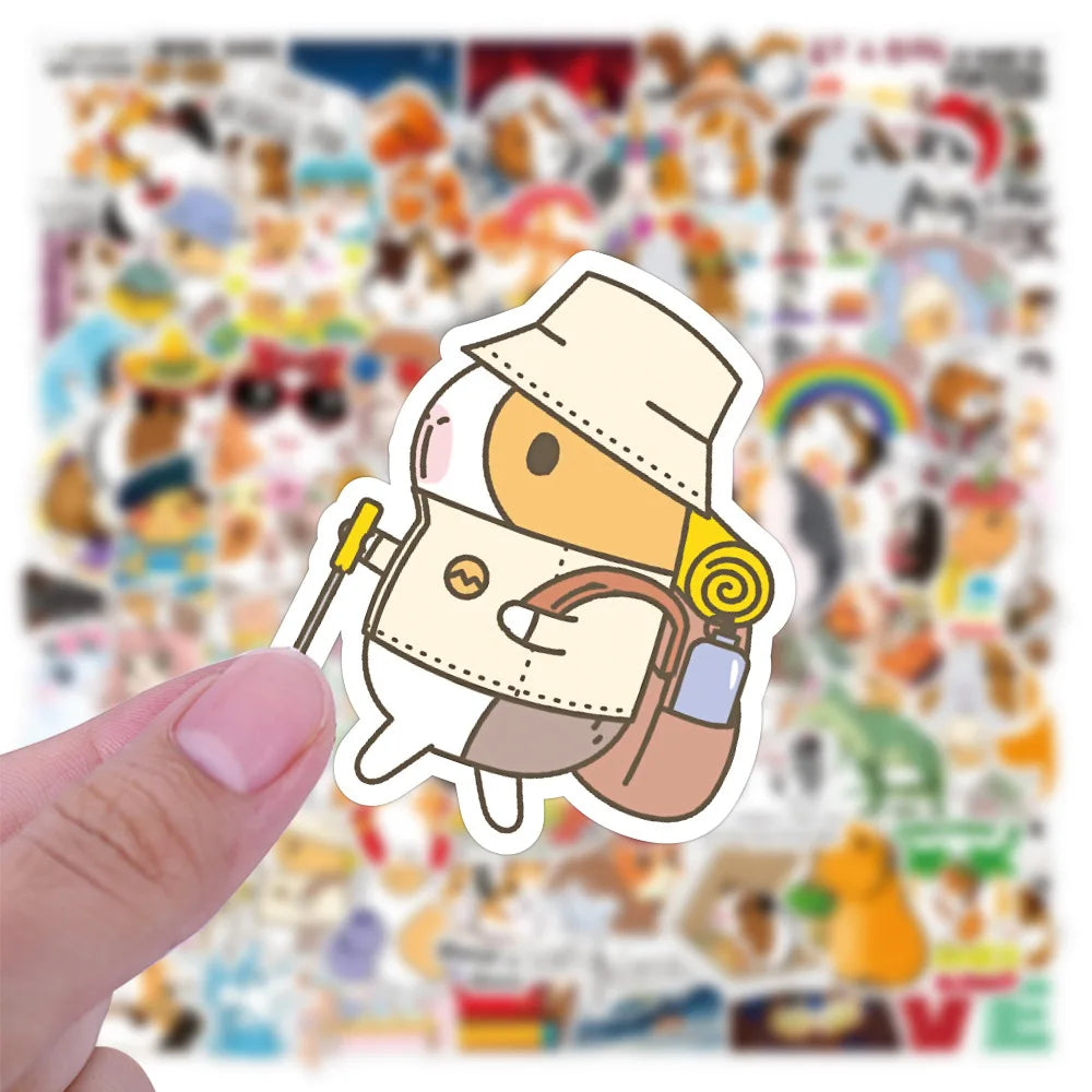 50PCS cartoon cute little pet hamster decorative style graffiti stickers, personalized, fashionable and creative trend DIY exquisite decorative decal cups, helmets, skateboard popular sticker toys