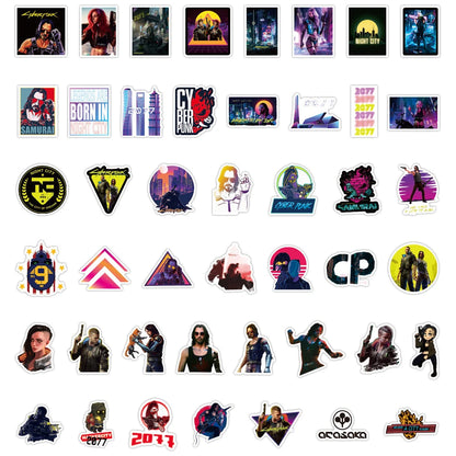 50PCS     HotGame Game Bopunk 2077 Graffiti Sticker Waterproof Luggage Laptop Scooter Sticker