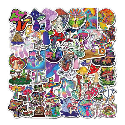 50PCS Psychedelic Aesthetics Mushroom Stickers Toy Luggage Mobile Phone Decoration Graffiti DIY Stickers