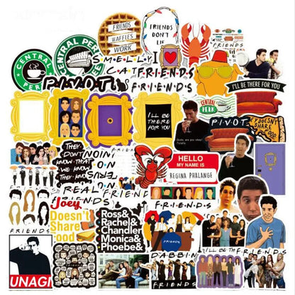 50PCS American TV Series Friends Trolley Cute Waterproof Guitar Skateboard Graffiti Sticker Car Sticker