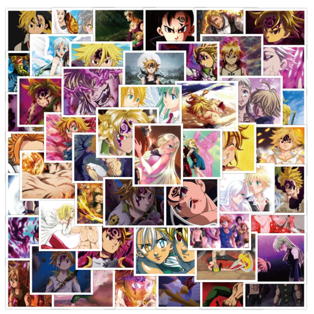 50PCS Personality Cartoon Anime Seven Deadly Sins Sticker Laptop Trunk Sliding Guitar Waterproof Decoration