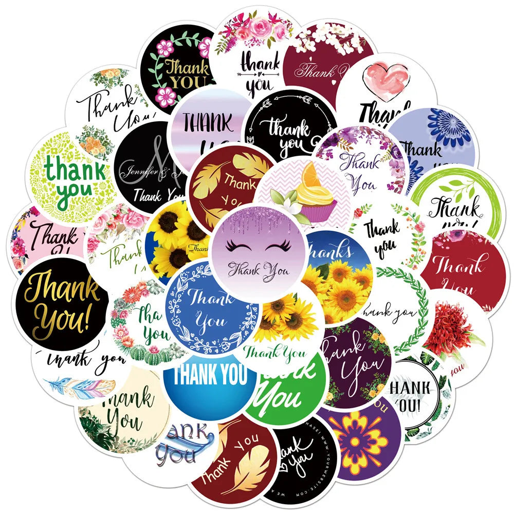 50PCS    NewThank You Sticker Personalized Decoration Graffiti Sticker Envelope Sealing Sticker MobilePhoneNotebook